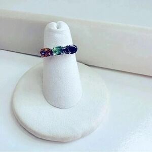 Sterling Silver Gemstone Ring Garnet/Citrine/Peridot